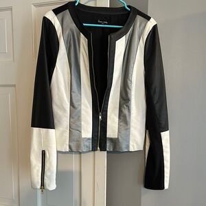 Haute Monde Black and White Leather Jacket